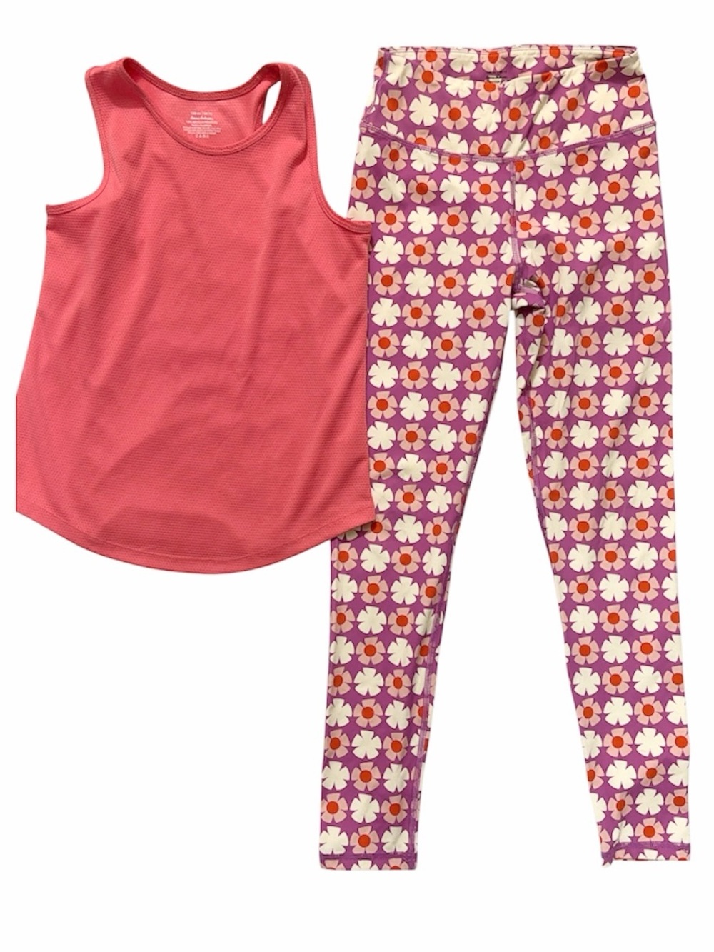 NWOT Hanna Anderson purple & coral floral print legging & tank 12